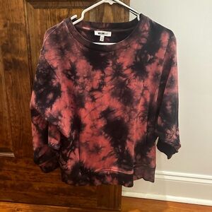 William Rast Women's Red and Black Tie-Dye Sweatshirt